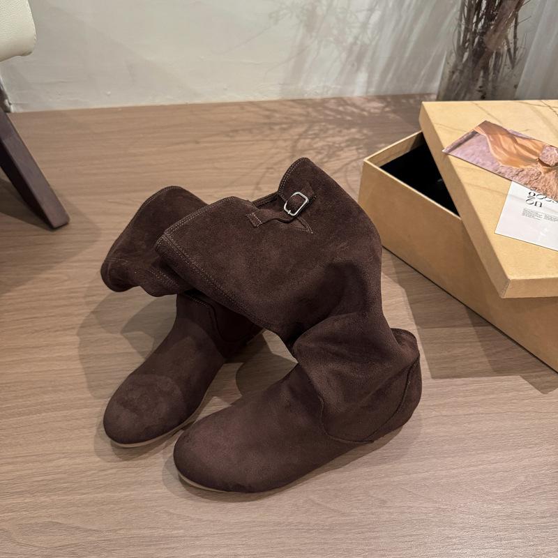 

Французские женские ботфорты на высокой платформе с длинным голенищем, облегающие, новая осенняя коллекция 2025 года, высокие сапоги-трубы, сапоги-рыцари, ботфорты до колена 40 темно-коричневого