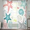 Summer Ocean Coral Starfish Shell Duck Green Blue Sheer Curtains Gauze Curtain for Living Room Bedroom Voile Yarn Curtains