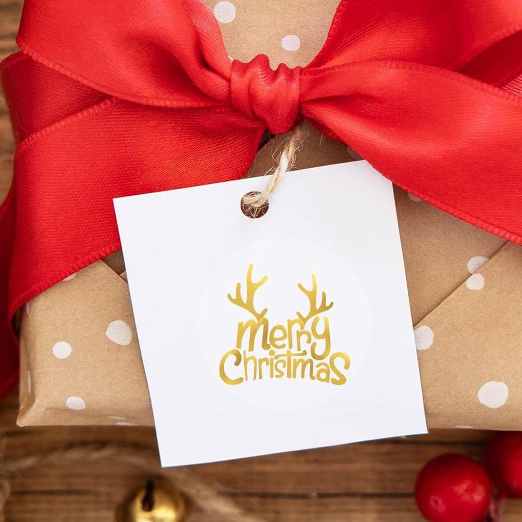 500pcs 1 Inch Round Transparent Merry Christmas Stickers Self Adhesive Holiday Stickers For Christmas Decor Wedding Party Cards