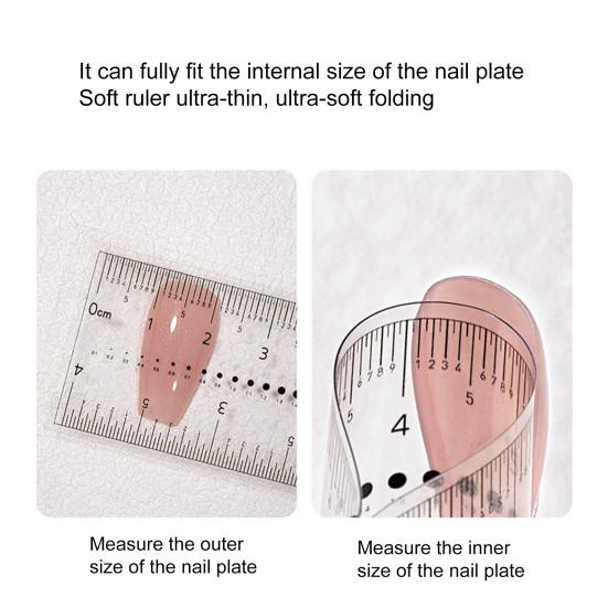 10Pcs Nail Ruler Dual Scale Markings Clear Printing Super Soft Flexible Nail Drill Measuring Tool Plastic Transparent Nail Art