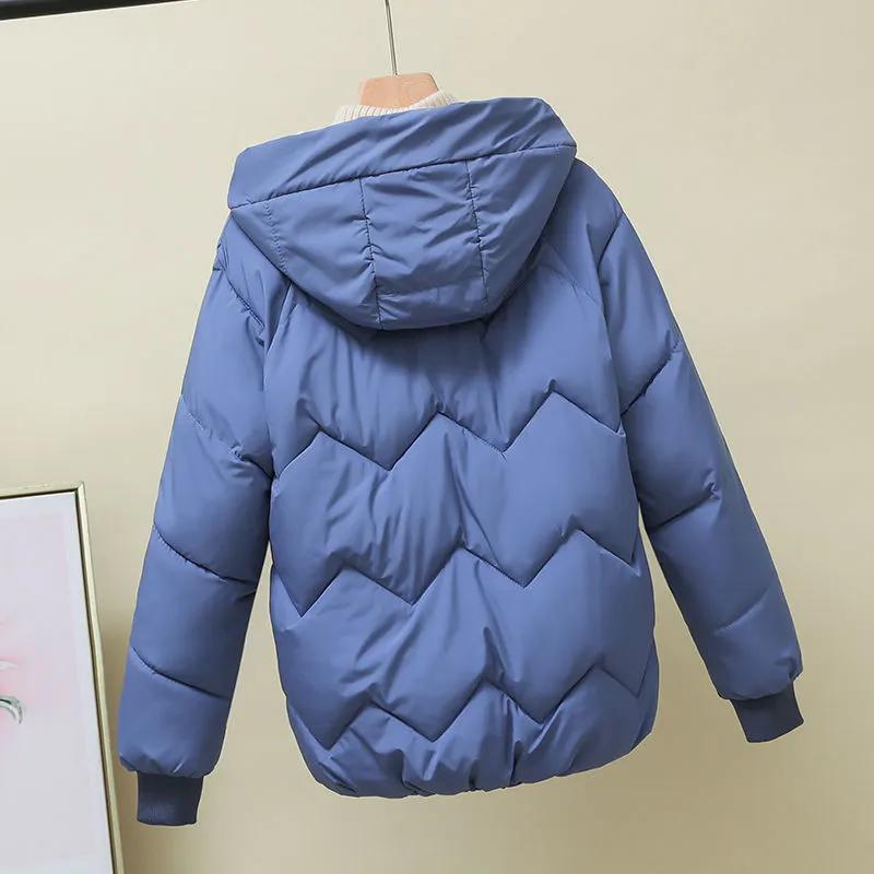 Women's Winter Oversized Thickened Short Warm Jacket with Hood Casual Minimalist Commuter Outwear