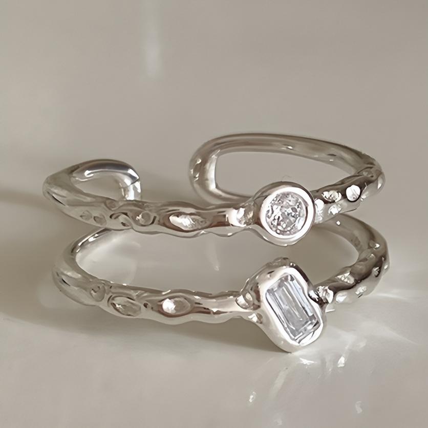 PANJBJ Real 925 Silver Retro Round Ring For 2 Rigns Women Chain Vintage Fine Jewelry Minimalist Accessories Gift