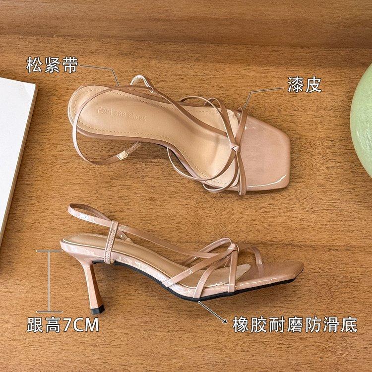 

French cold! Silver versatile 2025 new summer versatile casual square head thin strap high-heeled sandals women 35