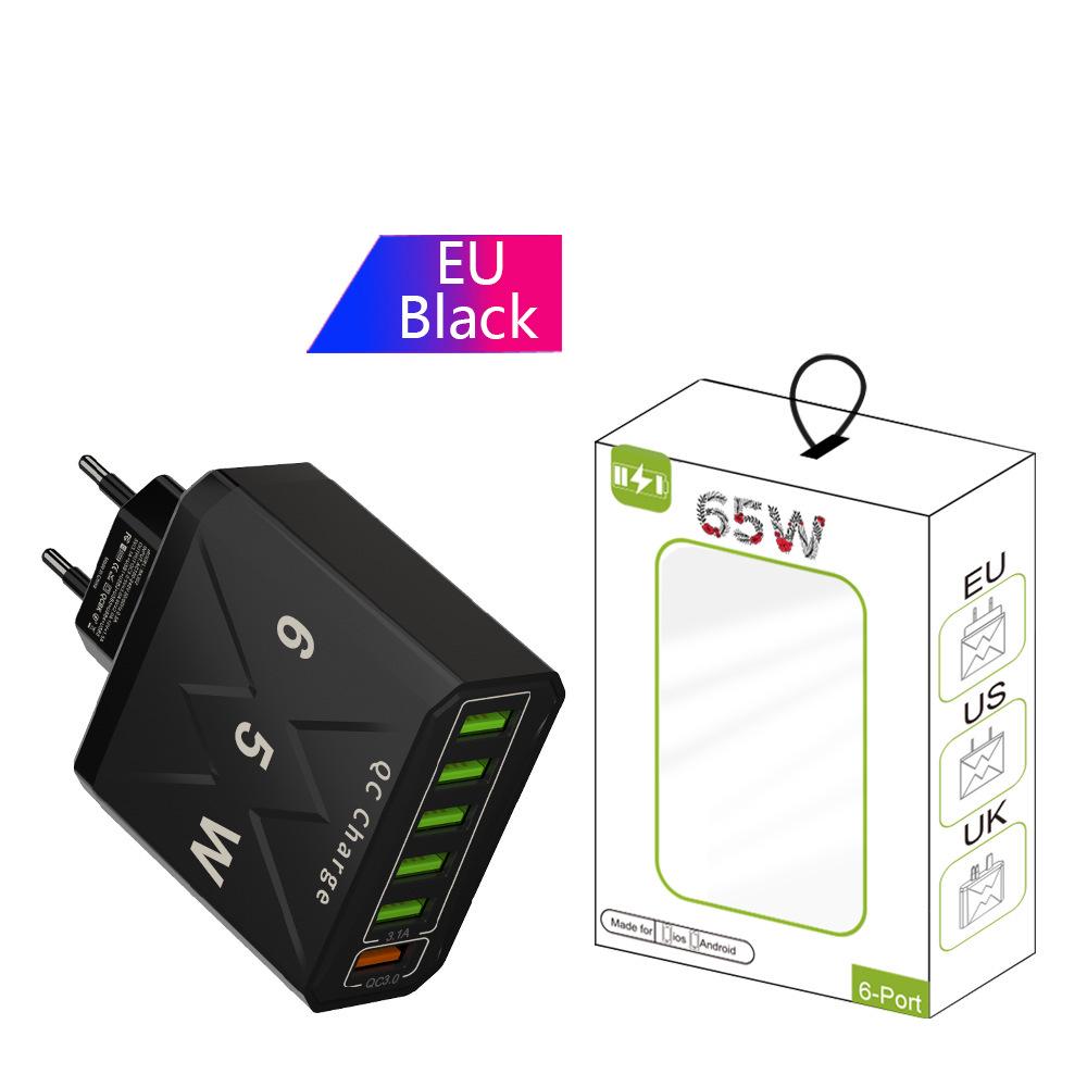65W PD Fast Charger QC3.0, Compatible with Phones and Tablets, EU Standard.