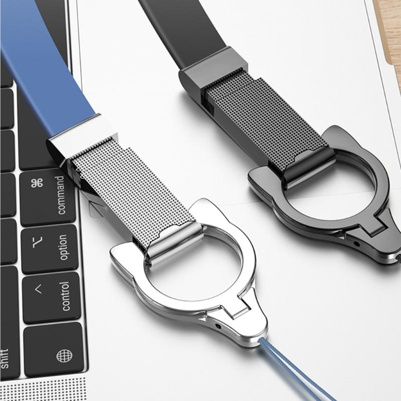 Multifunction Silicone Phone Strap Phone Lanyard Featuring Removable Metal Rings That double As A Hand Stand for Home Use