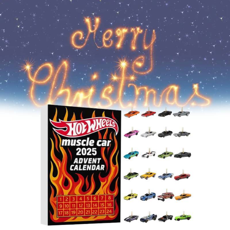 Muscle Car Christmas Advent Calendar With Acrylic Ornaments For Holiday Party Gifts