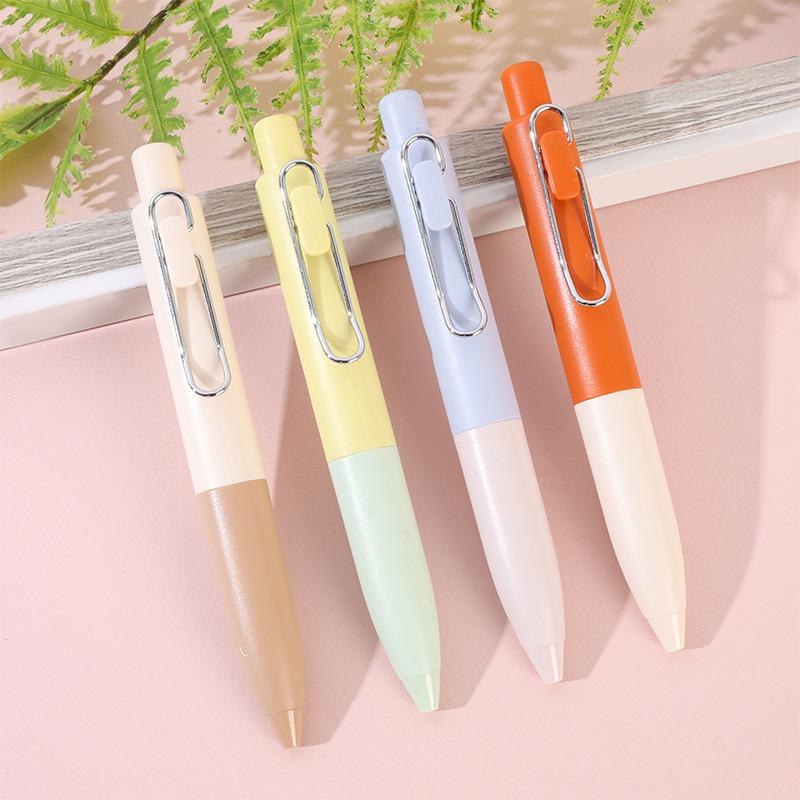 12Pcs Durable and Cute Gel Pen Black Ink Box Pen Tip Retractable 0.5mm Signature Pen Easy To Carry Portable Pen Student School Office Supplies