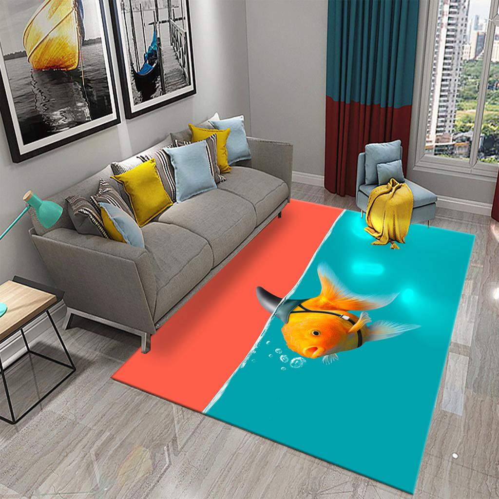 Living Room Kitchen Bedroom Entrance Rug Home Gift Cute Dreamy Goldfish Rug Bathroom Non-Slip Rug Mat