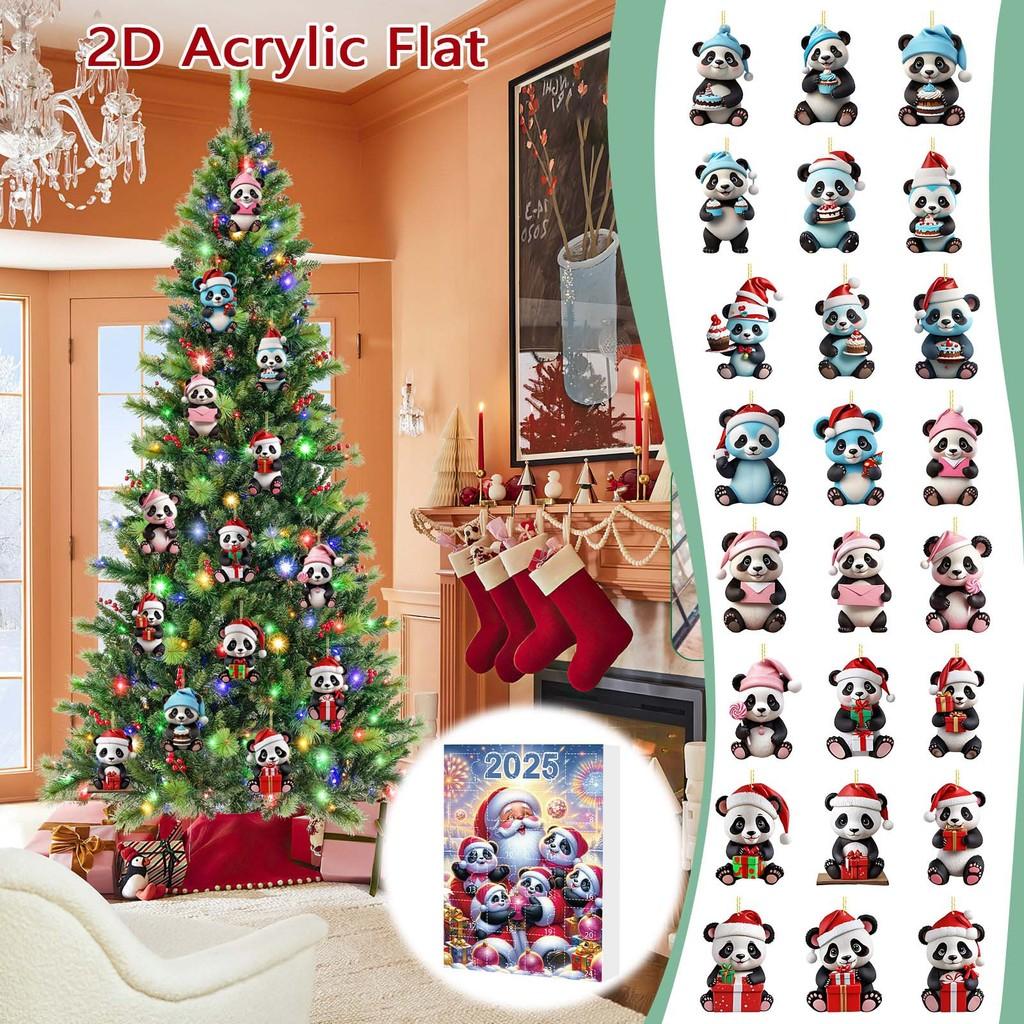 Christmas Panda Countdown Calendar With Acrylic Components For Holiday Decor Gift For Kids