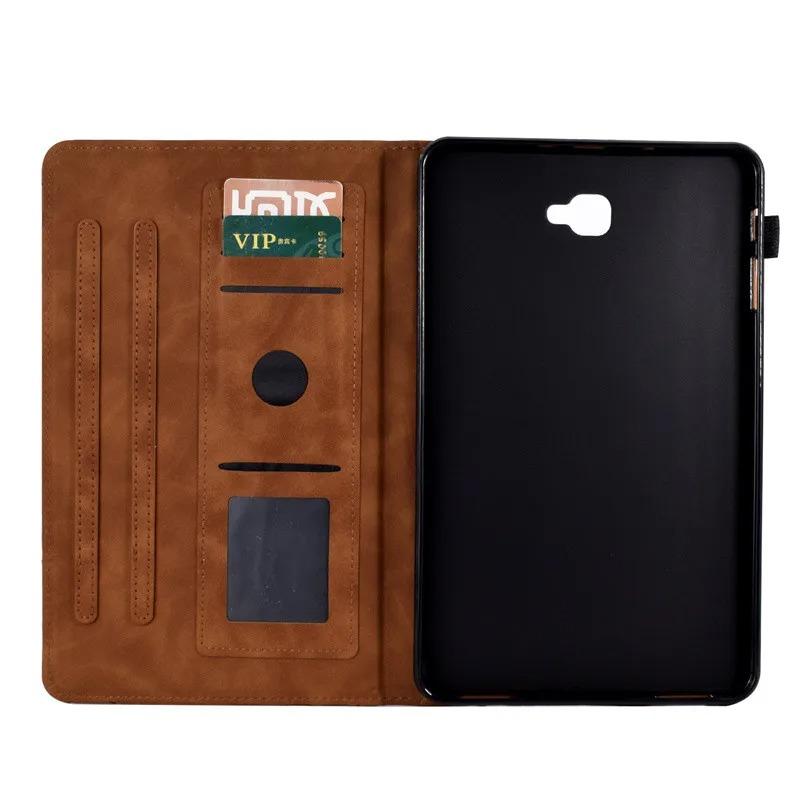 For Galaxy Tab A 2016 Tablet Cover 10.1 Inch SM-T580/T585 PU Leather Embossed Shockproof Funda For Samsung Tab A6 10.1 2016 Case