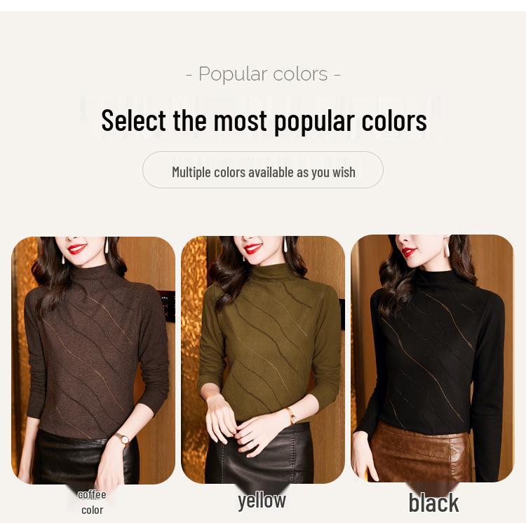 Women's Double-Sided Fleece T-Shirt, Autumn/Winter 2022: Fashionable Stand Collar, Patchwork, Slim Fit, Embellished with Hot Drills