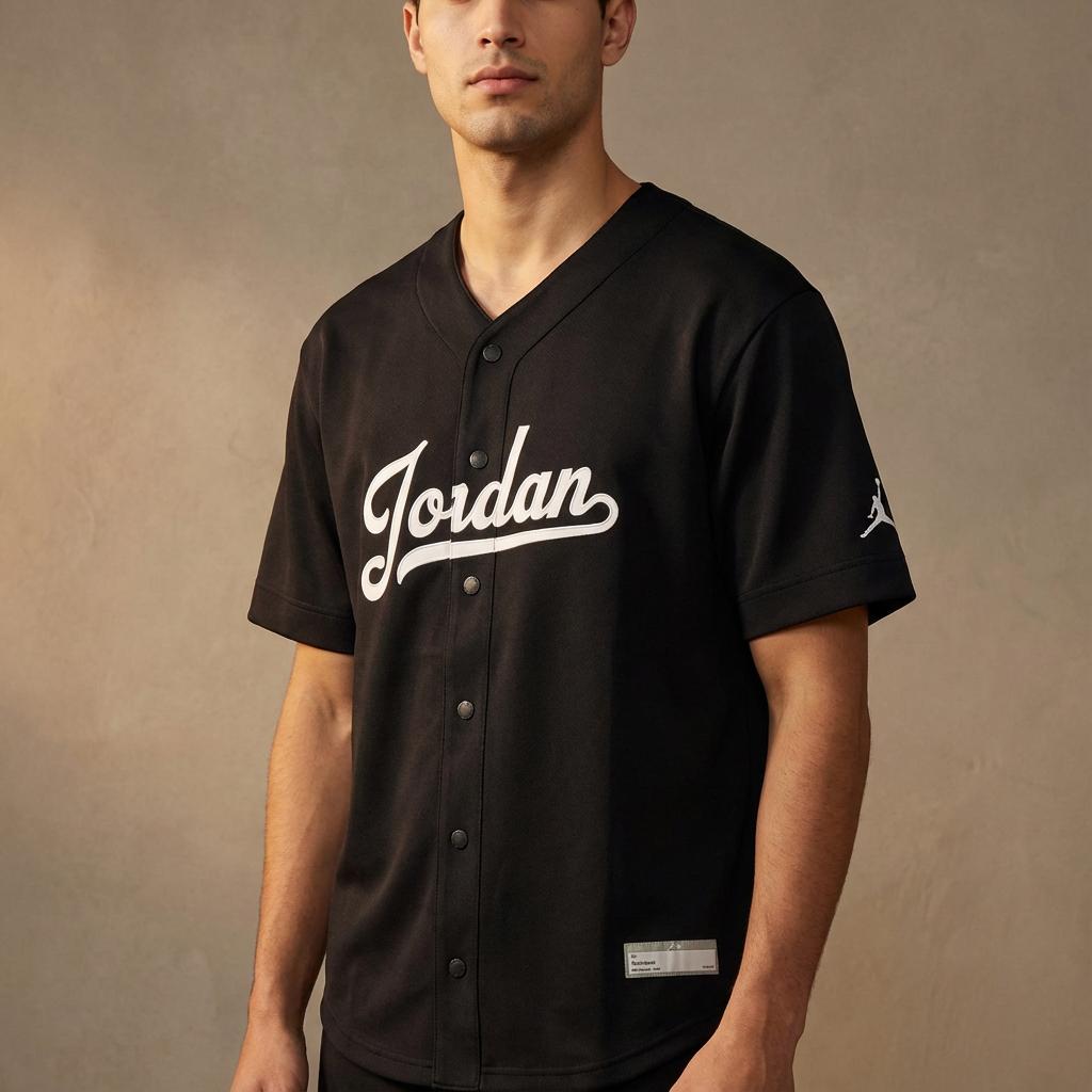 Jordan V-Ausschnitt Buchstaben Einreihig Kurzarm T-Shirt Herren Tops Schwarz FN4664010