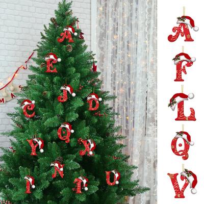 Christmas Letter Pendant Acrylic 2D Flat Letter Hanging Ornament Christmas Tree Santa Hat Letter Decoration for Mantel Door Wall