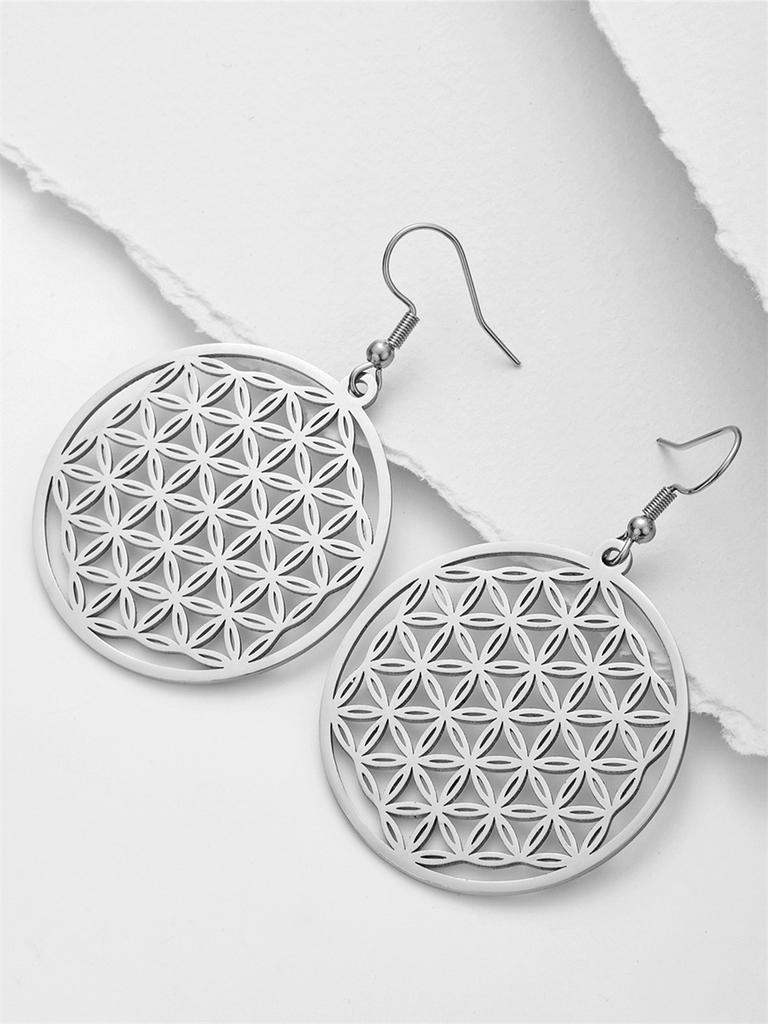 My Shape Flower of Life Drop Earrings for Women Stainless Steel Mandala Sacred Geometry Flower Dangle Earring Amulet Jewelry