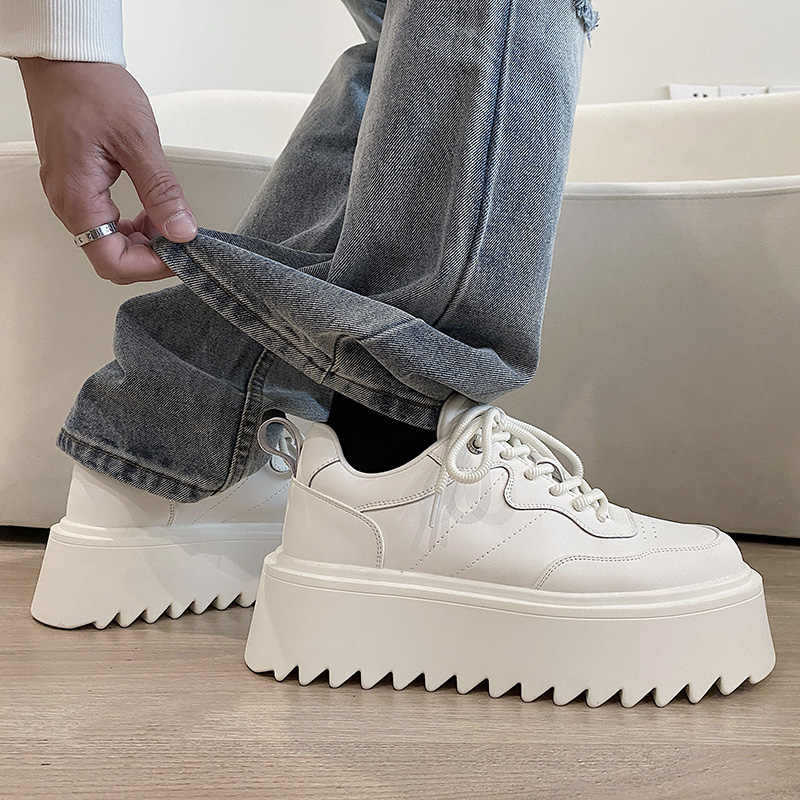 

Модная мужская обувь Весна Осень Новые мужские кроссовки на толстой подошве Повседневные кроссовки Высокое качество Удобные мягкие туфли-доски Универсальные Zapatos Hombre 44 белый