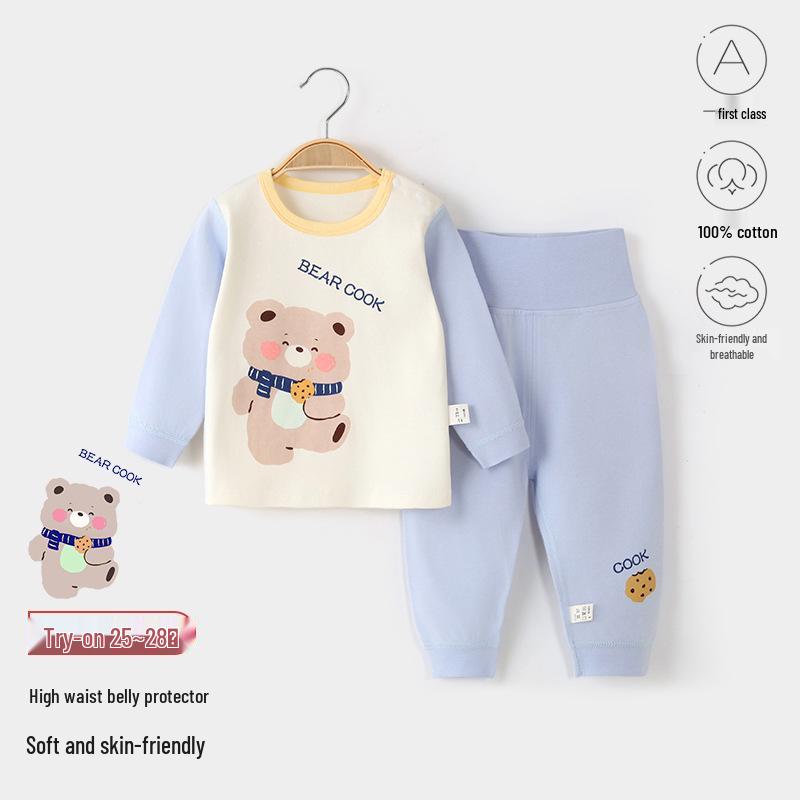 Детский осенний хлопковый пижамный комплект Jingqi с высокой талией 73cm (High Waist)