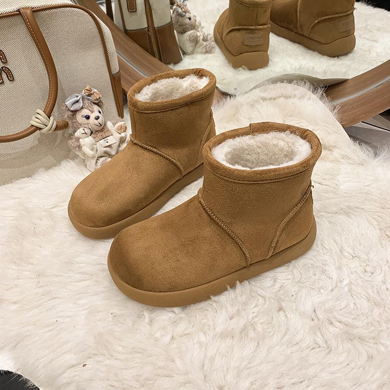 

Women s soft elastic thick sole winter fur one warm cold padded snow boots non-slip wear casual sports short cotton boots 41 верблюд