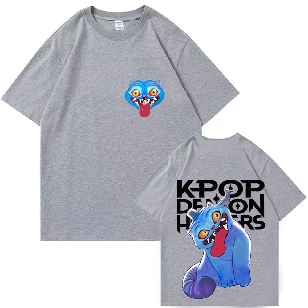 Kpop Demon Hunter T-shirts Summer New HD Tiger Print Breathable T Shirt Men and Women Round Neck Casual Soft Tops