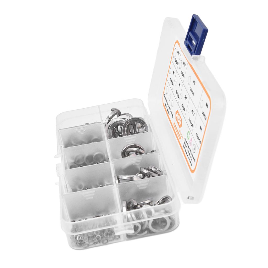 480 st Plana brickor Rostfritt stål Utmärkt prestanda Tätare försegling Sortimentskit med plana brickor