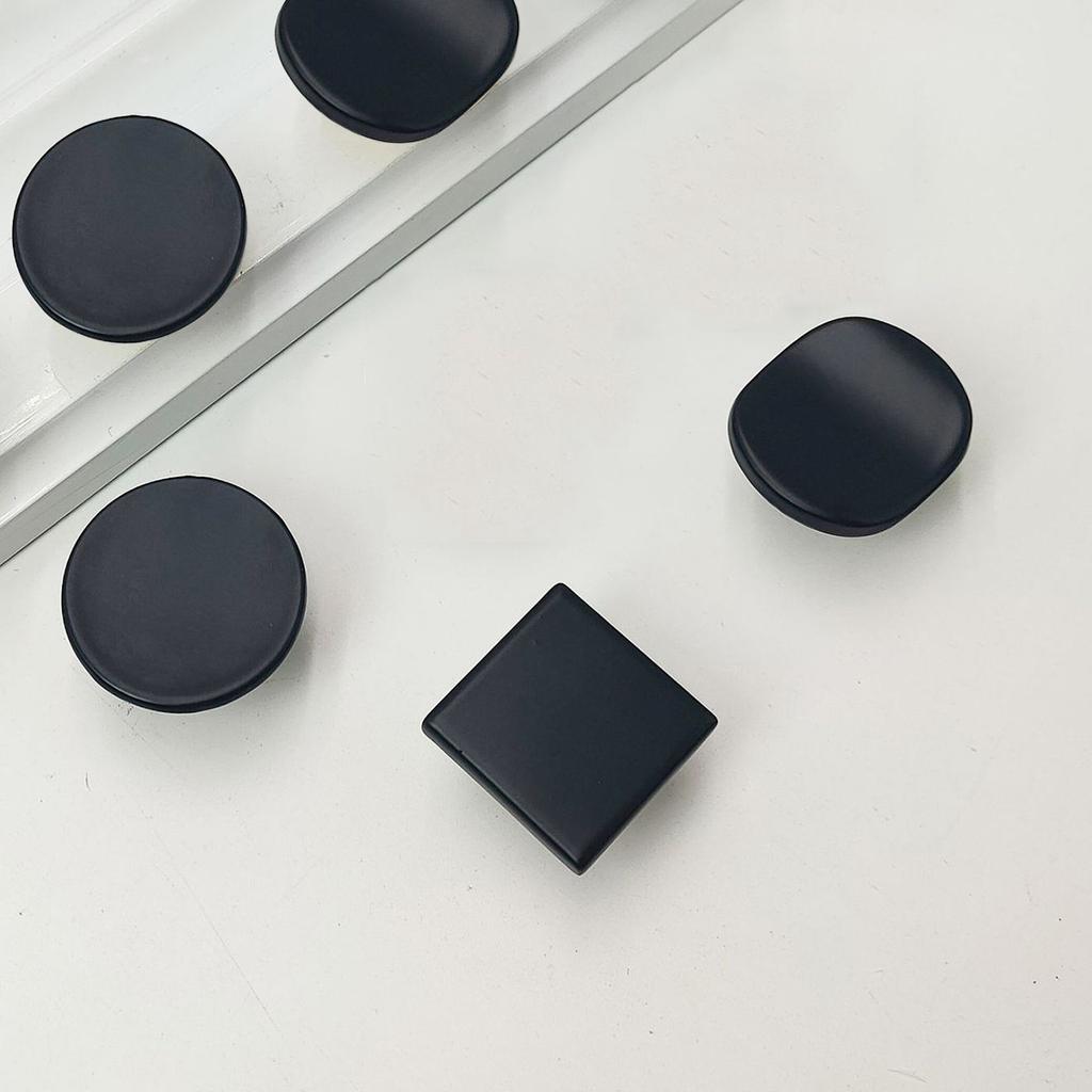 4pcs Simple Solid Single Hole Handle, Pure Black Wardrobe, Cabinet, Drawer, Door Handle