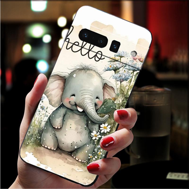 Cute Cartoon Baby Elephant Phone Case For Google Pixel 8 7 Pro 7A 7 6A 6 Pro Pixel 8A 4A 3A 4 XL Pixel 5 6 4 3 3A XL