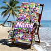 Custom Name Personalized Dandy's World Print Beach Towel, for Trip Camping Beach Party Home Decor, Birthday Gift for Family & Friends