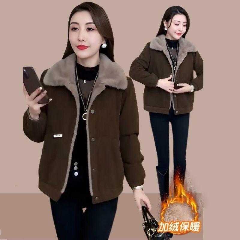 Fleece pie overcomes women's short winter new fashion versatile loose thickened warm jacket