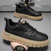 Men's Shoes 2025 New Autumn Low-top Board Shoes Men's Leather Surface Casual Versatile Sports Thick-soled Wear-resistant Tooling Trendy Shoes