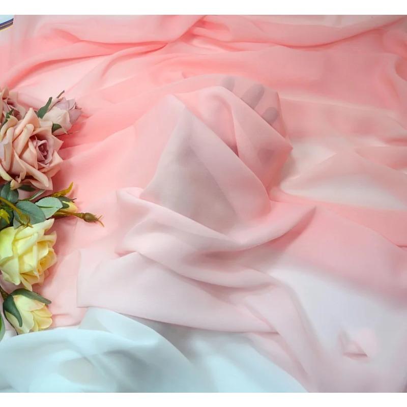 Gradient Color Organza Tulle Fabric 100D Chiffon Fabric for Diy Ancient Style Hanfu Dress Stage Dance Costume Drape Decor Craft