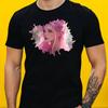 T-Shirt Herren Anime Mädchen mit rosa Haaren Motiv Baumwolle Größe S bis 5XL