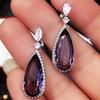 Classic Water Drop Earrings Purple Zircon Long Earrings Women's Earrings Banquet Accessories