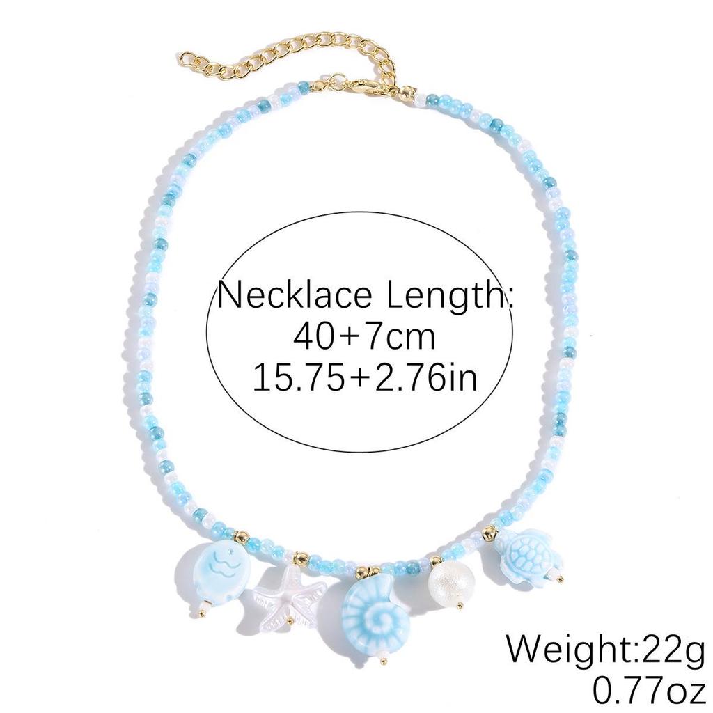 Summer Ocean-Style Starfish Necklace with Colorful Rope and Ceramic Pendant