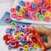 100Pcs Children Hair Rope Children Girls Scrunchie Ponytail Holder Band Multicolor Hair Tie Elastic