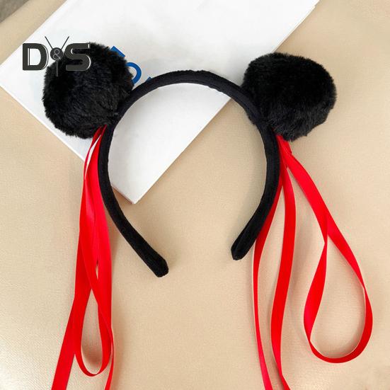 Wollknäuel-Stirnband mit rotem Band-Design, Haarband, Dutt-Design, Stirnband für Erwachsene und Kinder, Haar-Accessoires