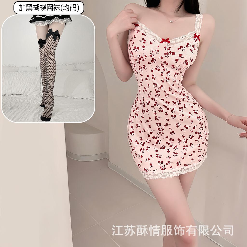 Sex lingerie pure desire cherry sexy women's bed small chest plus chest pad passion uniform seduction suit