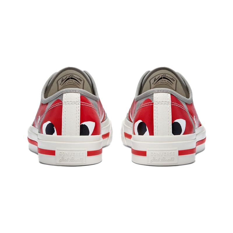 Comme Des Garcons PLAY X Converse Jack Purcell Comfortable Versatile Low-Top Canvas Shoes Unisex Gray-Red