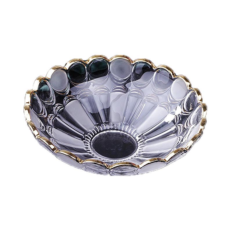 Wind Feather Gold-Rimmed Crystal Glass Fruit Plate