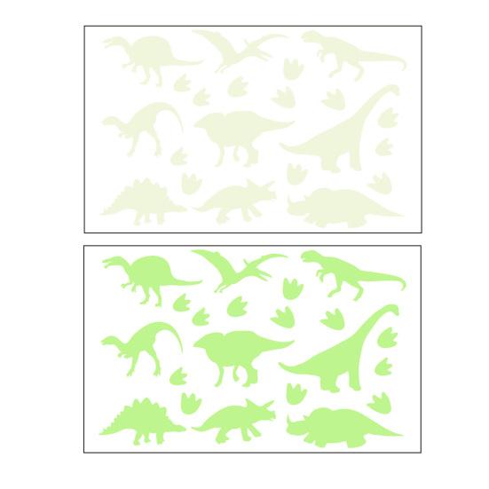 1 Sheet Glow-in-the-Dark Dinosaur Wall Stickers Waterproof Dinosaur Footprint Wall Decals Dinosaur Stickers for Nursery Kids Room