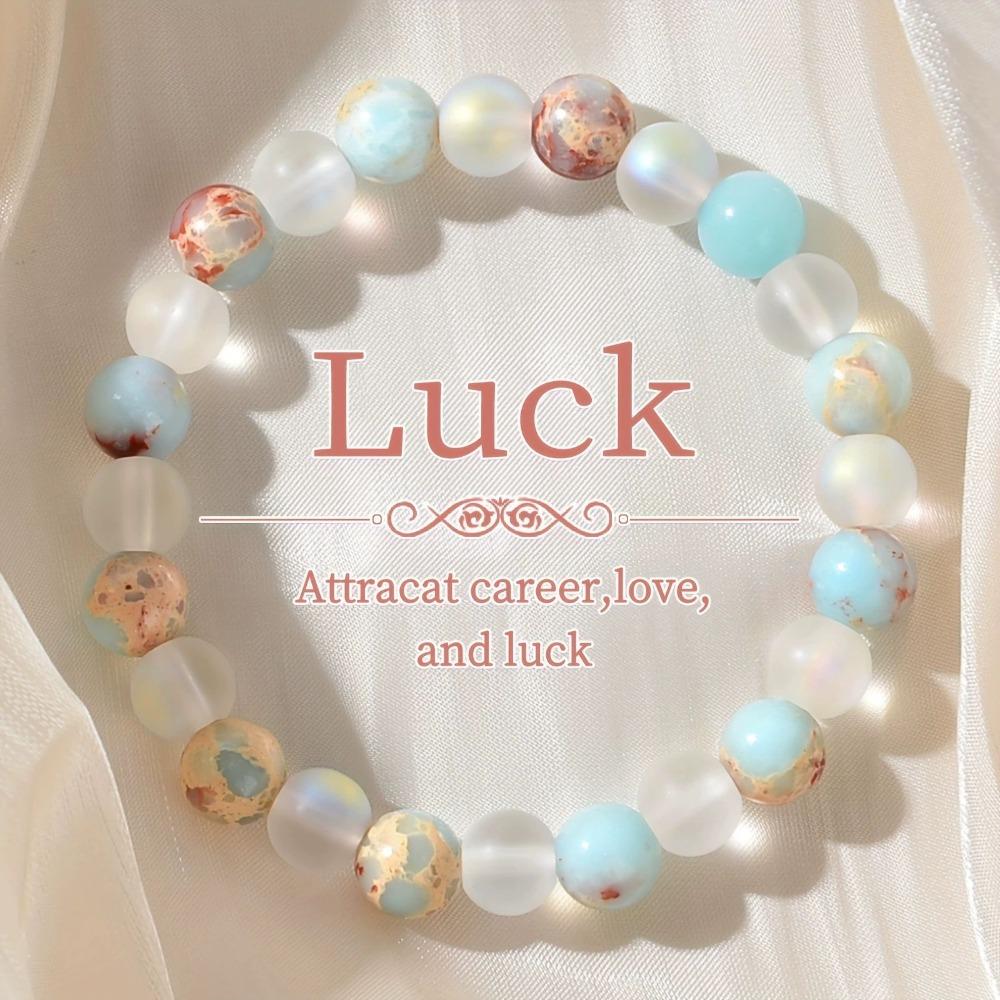 Natural Stone Halo Quartz Bracelet 8mm Bead Bracelet  Crystal Jewelry