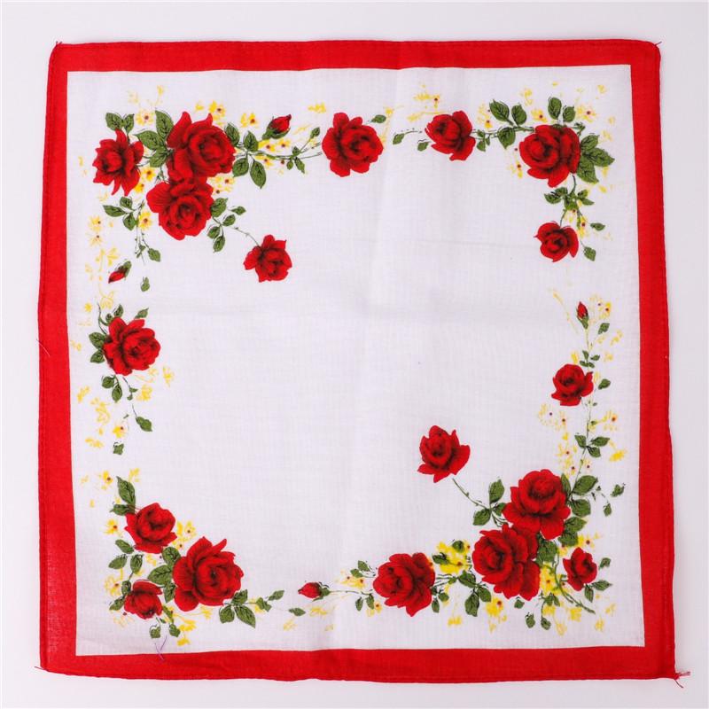 3Pcs 28x28cm 100% Cotton Vintage Flower Printed Women Lady Handkerchief Wedding Party Gift Random Color