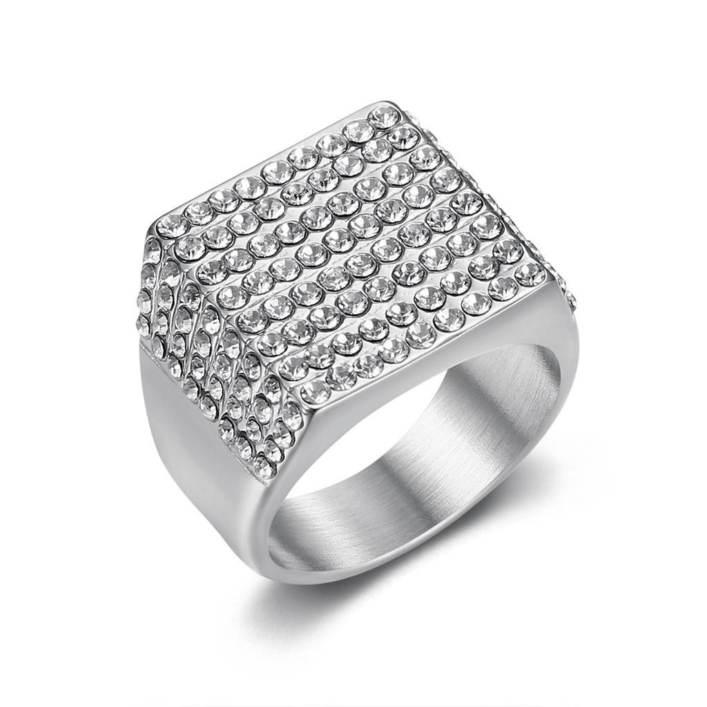 Ring hip hop HIOHOP jewelry gold plated square full diamond ring
