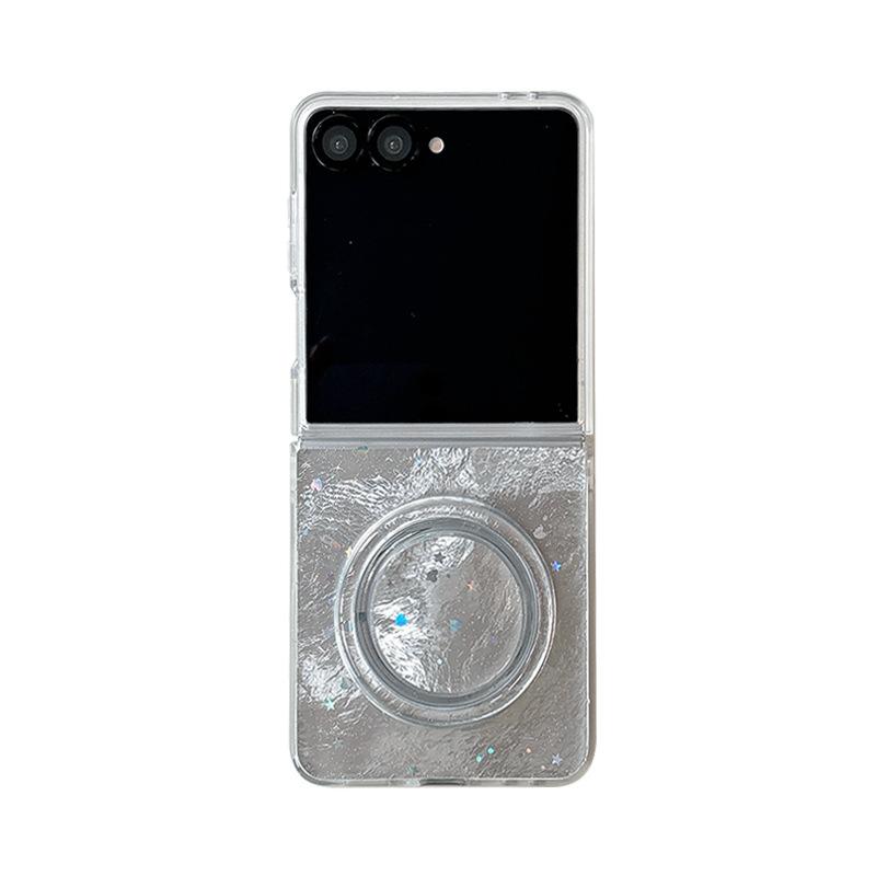 Tinfoil Texture Star Sequins Magnetic Holder Mobile Phone Case for Samsung Zflip6 Flip Folding Zflip7 Women