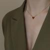 Red Love Heart Pendant Necklace Titanium Steel Collarbone Chain Women's Necklace