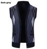 Men's Plaid Knit Cardigan with Velvet Stripes - Loose Casual Poncho Vest for Autumn and Winter