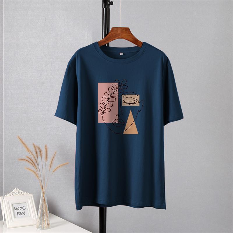 Shellsuning-Camiseta con estampado estético de gran tamaño para mujer, ropa de calle sencilla de manga corta a la moda, camisetas suaves, Tops artísticos básicos de algodón 100% para mujer