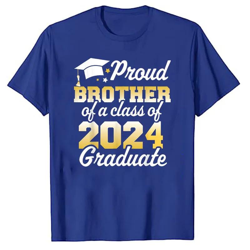 Proud Mom of A Class of 2024 Graduate Mother Senior Family T-Shirt Funny Dad Aunt Uncle Grandma Grandpa Sister Brother Tee Tops