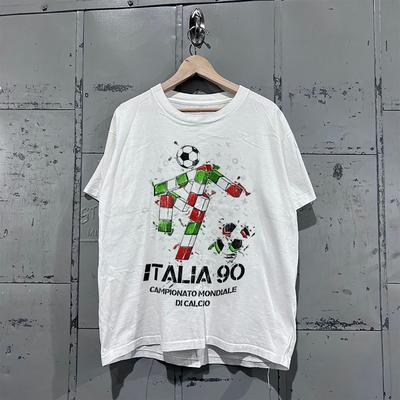 Unisex-Hemd Baumwolle Oversize Große Größe 1990 Italien Weltmeisterschaft Selten Weiß S