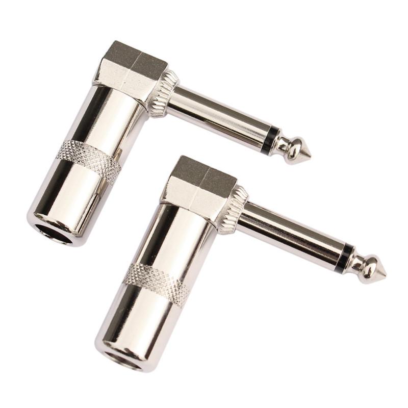 2pcs 1/4 6.35mm L-shape Jack Right Angle Male Mono Plug Audio Connector for Guitar Instrument Audio