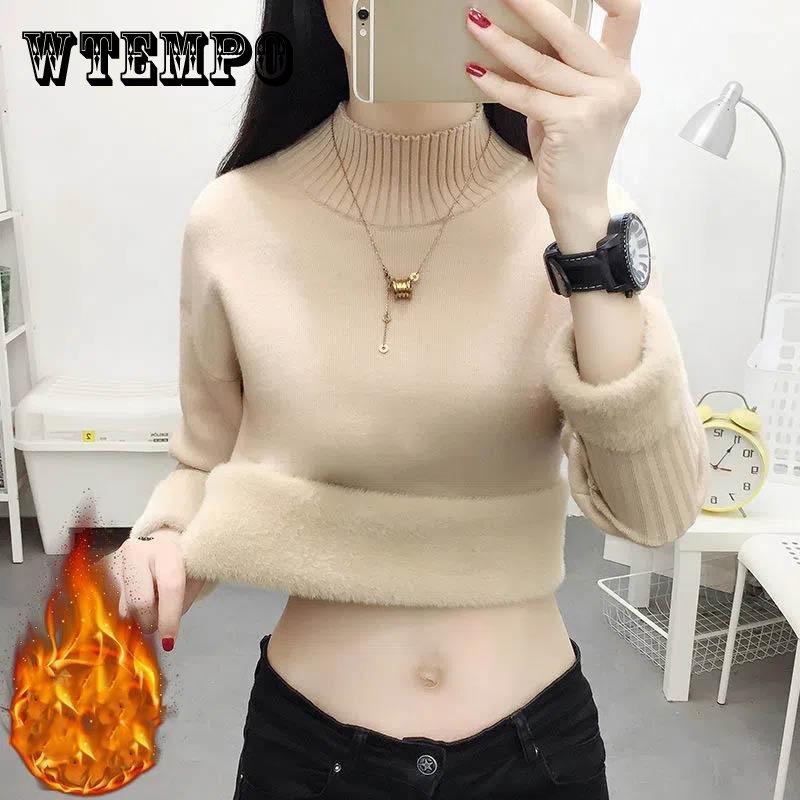 

Универсальный флисовый свитер, женский осенне-зимний бархатный утепленный студенческий свободный пуловер, свитер, полуводолазка, нижняя рубашка, женская XXL белый