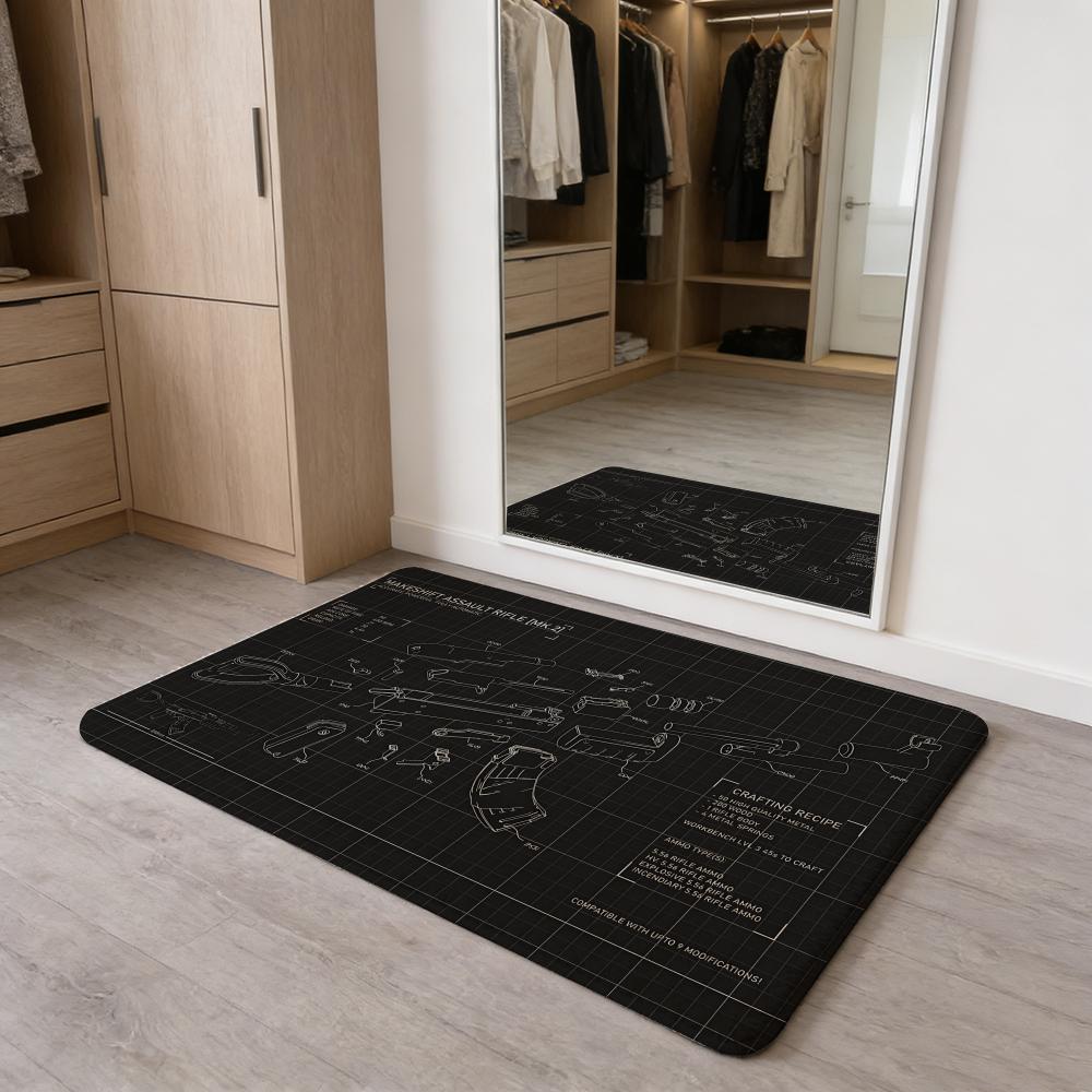 R-R-Rust Game Floor Mat Flannel Door Mat Non-Slip Absorbent Washable Indoor Home Rug